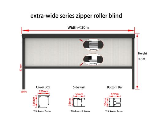 Extra Wide Zipper Roller Blind